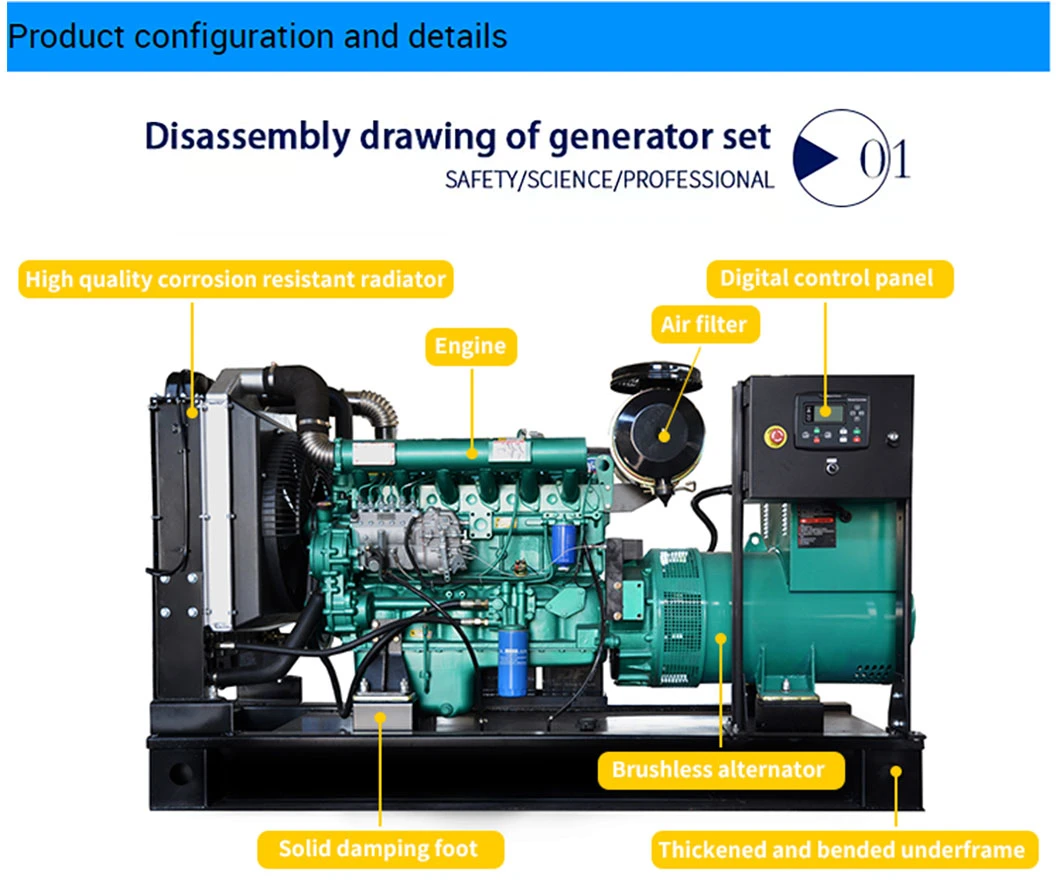 10kVA 80kw 200kw 250kw 300kw 400kw 500kw Brushless Alternator Silent Diesel Generator Set